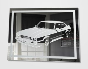 FORD CAPRI Bild Gravur Motiv Wandspiegel Deko