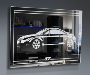 Audi TT Bild Motiv Spiegel Gravur Glas Schild Deko