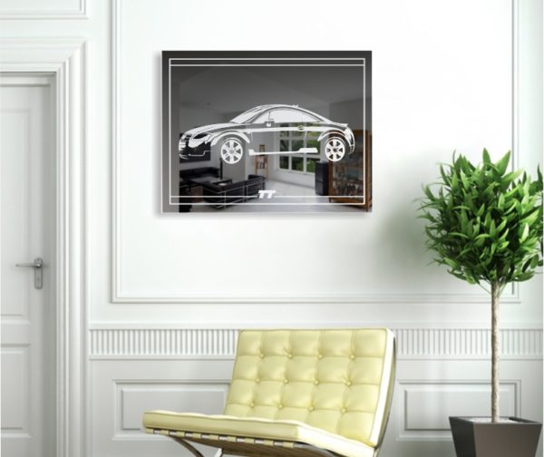 Audi TT Bild Motiv Spiegel Gravur Glas Schild Deko