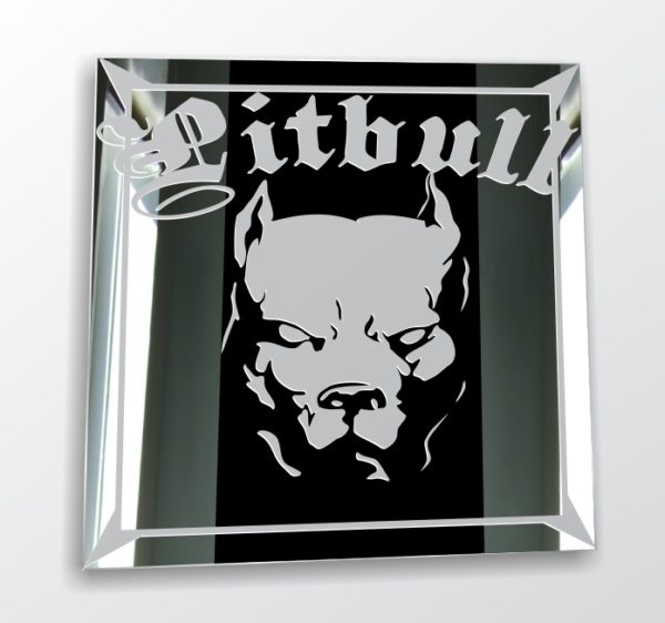 Pitbull Pit Bull Motiv Wandspiegel Design Hunde Deko Glas Wandbild