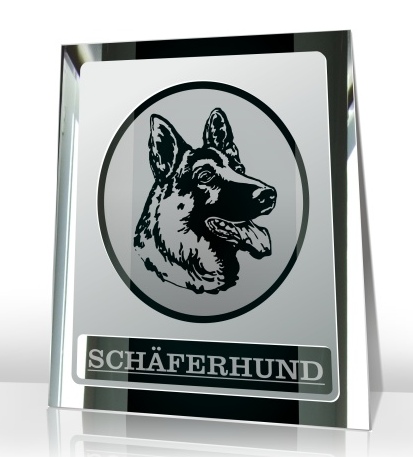 Schäferhund Hunde Motiv Bild Gravur Spiegel Glasbild