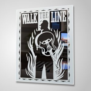 Johnny Cash Walk The Line Spiegel Motiv Bild Gravur Glasbild Deko