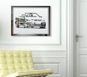 Opel Astra Motiv Spiegel Gravur Bild Design Glasbild Dekoration