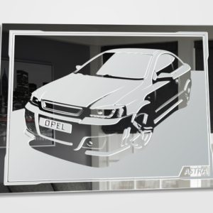 Opel Astra tuning Motiv Spiegel Gravur Bild Design Glasbild Dekoration