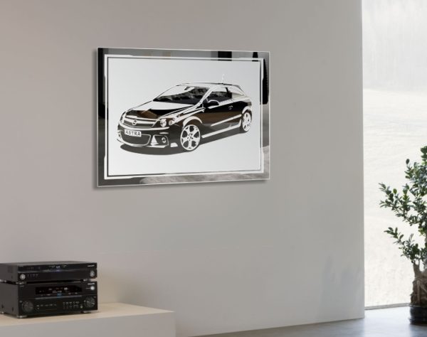 Opel Astra Motiv Spiegel Gravur Bild Design Glasbild Dekoration