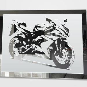 YAMAHA Motorrad Motiv Spiegel Gravur Bild Design Glasbild Dekoration