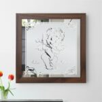 Amor Liebes Engel Motivspiegel Spiegel Motiv Hochzeitspaar Geschenk Unikat personalisiert Gravur Namen Holzrahmen Natur dunkelbraun