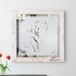 Amor Liebes Engel Motivspiegel Spiegel Motiv Hochzeitspaar Geschenk Unikat personalisiert Gravur Namen Holzrahmen Vintage