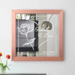 Glückwunsch Herz Rose Motivspiegel individuell Gravur Namen Spiegel Motiv Geschenk Unikat Sonderanfertigung Rahmen Kupfer Rosa